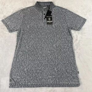 Indigo Star mens norman black heather short sleeve 3 button polo size small